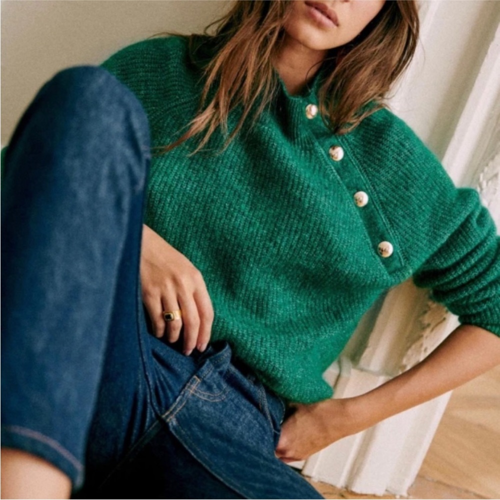 Sezane Trudy Jumper in Emerald Green, size XXS